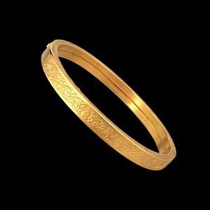 Vintage 1950s Gold Filled Bracelet Floral Scroll Bangle Victorian Revival - 15G
